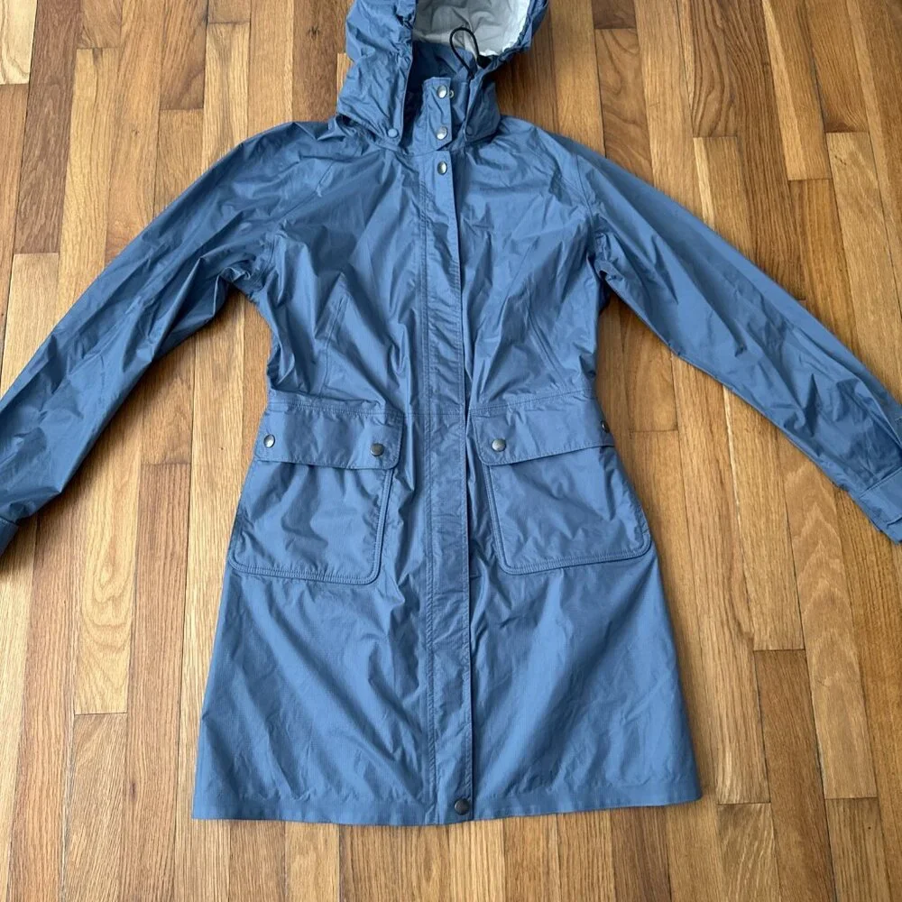 Patagonia Hooded Trench Raincoat Torrentshell Women's Blue Size M - Picture 2 of 7